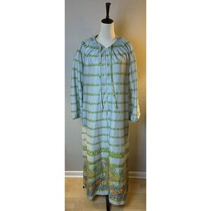 Vintage Evelyn Pearson Go Coat Zip Front Lounge Maxi Robe L Floral Spring Design